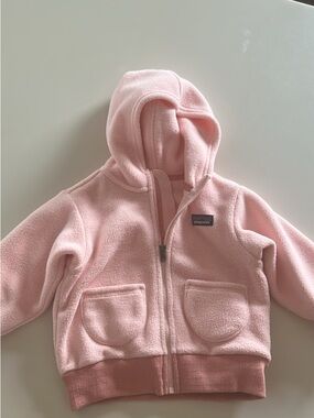 Patagonia Light Pink Hooded Fleece Jacket